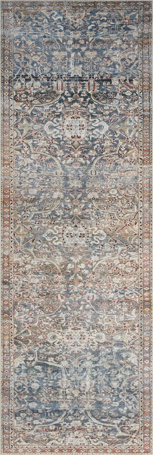 Loloi Chris Loves Julia Jules Collection JUL-06 Denim/Spice 2'-0'' x 5'-0'', .13" Pile Height, Accent Rug