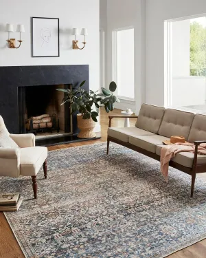 Loloi Chris Loves Julia Jules Collection JUL-06 Denim/Spice 2'-0'' x 5'-0'', .13" Pile Height, Accent Rug
