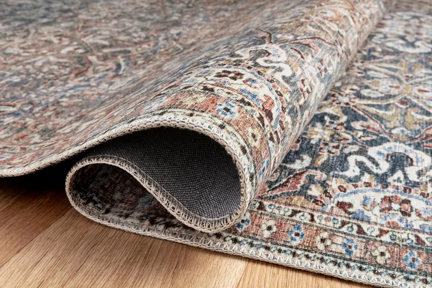Loloi Chris Loves Julia Jules Collection JUL-06 Denim/Spice 2'-0'' x 5'-0'', .13" Pile Height, Accent Rug