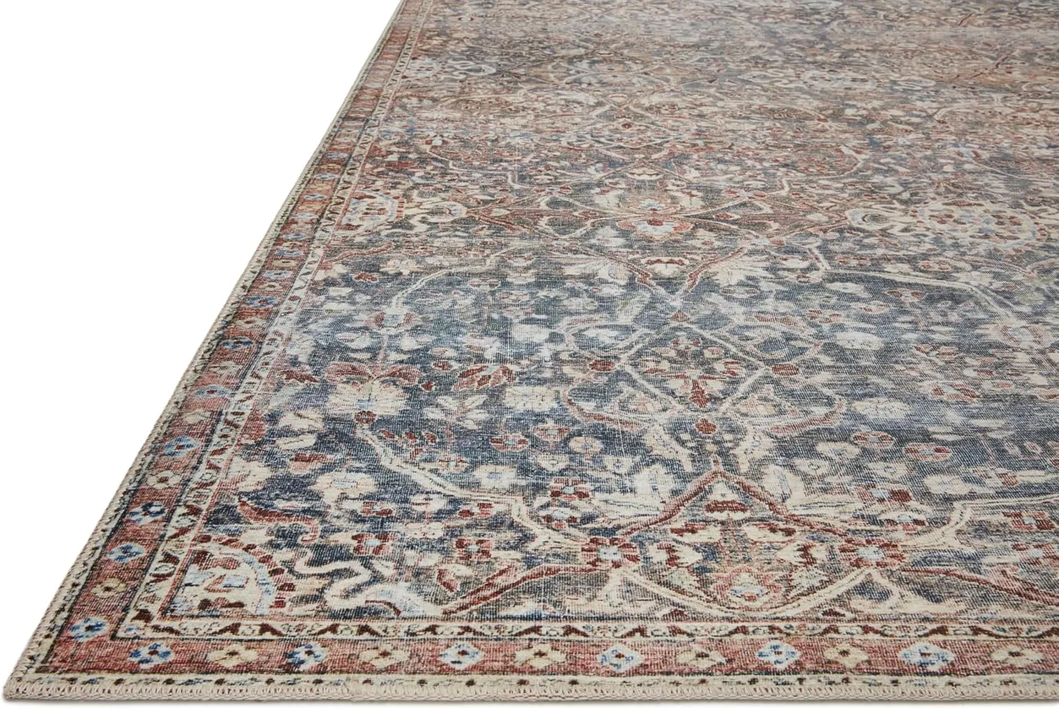 Loloi Chris Loves Julia Jules Collection JUL-06 Denim/Spice 2'-0'' x 5'-0'', .13" Pile Height, Accent Rug