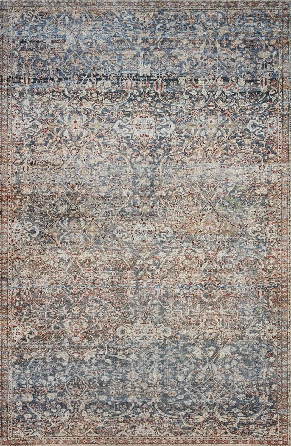 Loloi Chris Loves Julia Jules Collection JUL-06 Denim/Spice 2'-0'' x 5'-0'', .13" Pile Height, Accent Rug