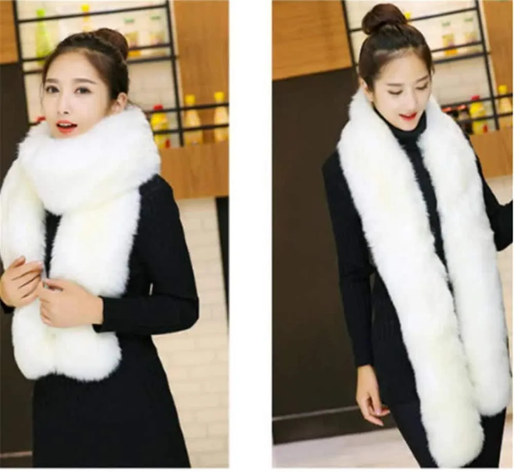 Long Men Women Faux Fur Collar Winter Warm Wrap Stole Scarf Shawl Shrug