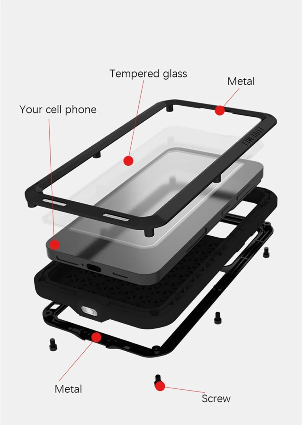 LOVE MEI Compatible with Samsung Galaxy S24 Plus Case, Outdoor Waterproof Military Heavy Duty Shockproof Dust/Dirt Proof Hybrid Aluminum Metal Silicone Tempered Glass Full Body Cover (Yellow)