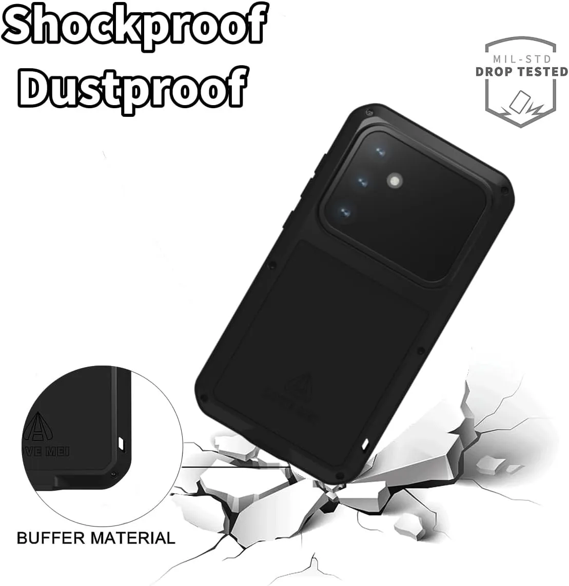 LOVE MEI for Samsung Galaxy S24 FE Case,Outdoor Sports Military Heavy Duty Metal Shockproof Dustproof Full Body Case with Built in Tempered Glass Screen Protector (Green, S24 FE)