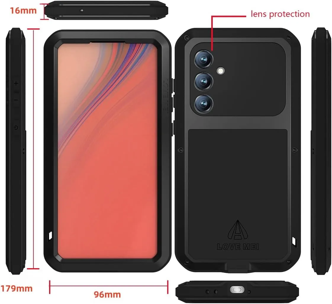 LOVE MEI for Samsung Galaxy S24 FE Case,Outdoor Sports Military Heavy Duty Metal Shockproof Dustproof Full Body Case with Built in Tempered Glass Screen Protector (Green, S24 FE)
