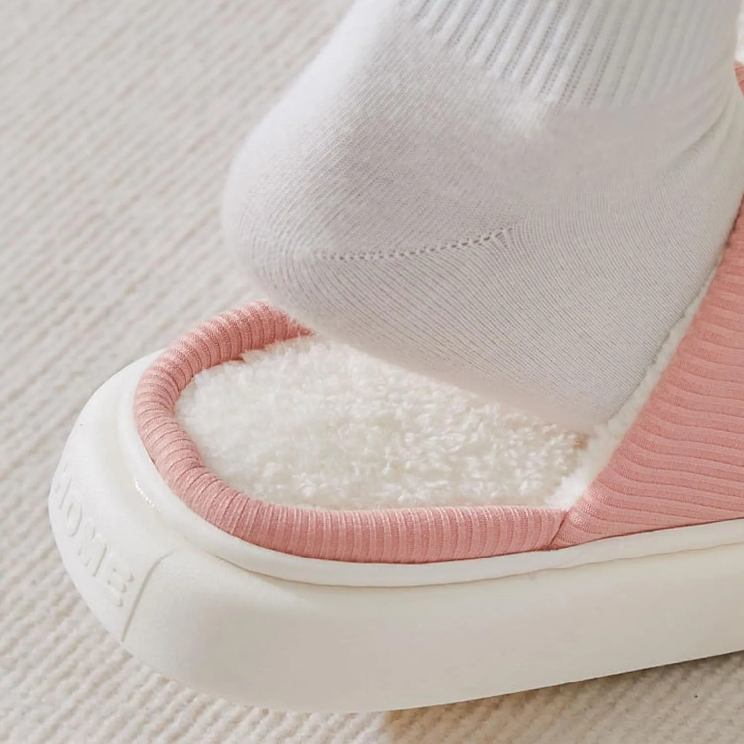 LQX Fuzzy House Slippers for Woman Men, Non-Slip Platform Slippers, Outdoor Indoor Warm Plush Bedroom Slippers Shoes