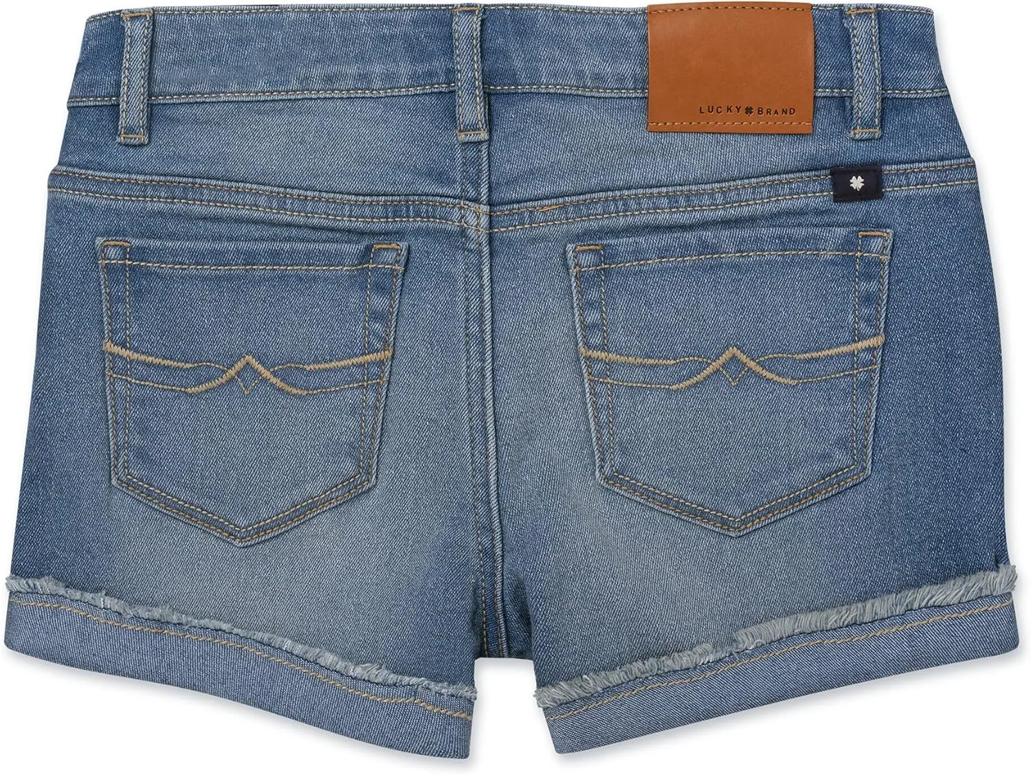 Lucky Brand Girls' Cuffed Jean Shorts, Stretch Denim with 5 Pockets, Mid to High Rise Waist