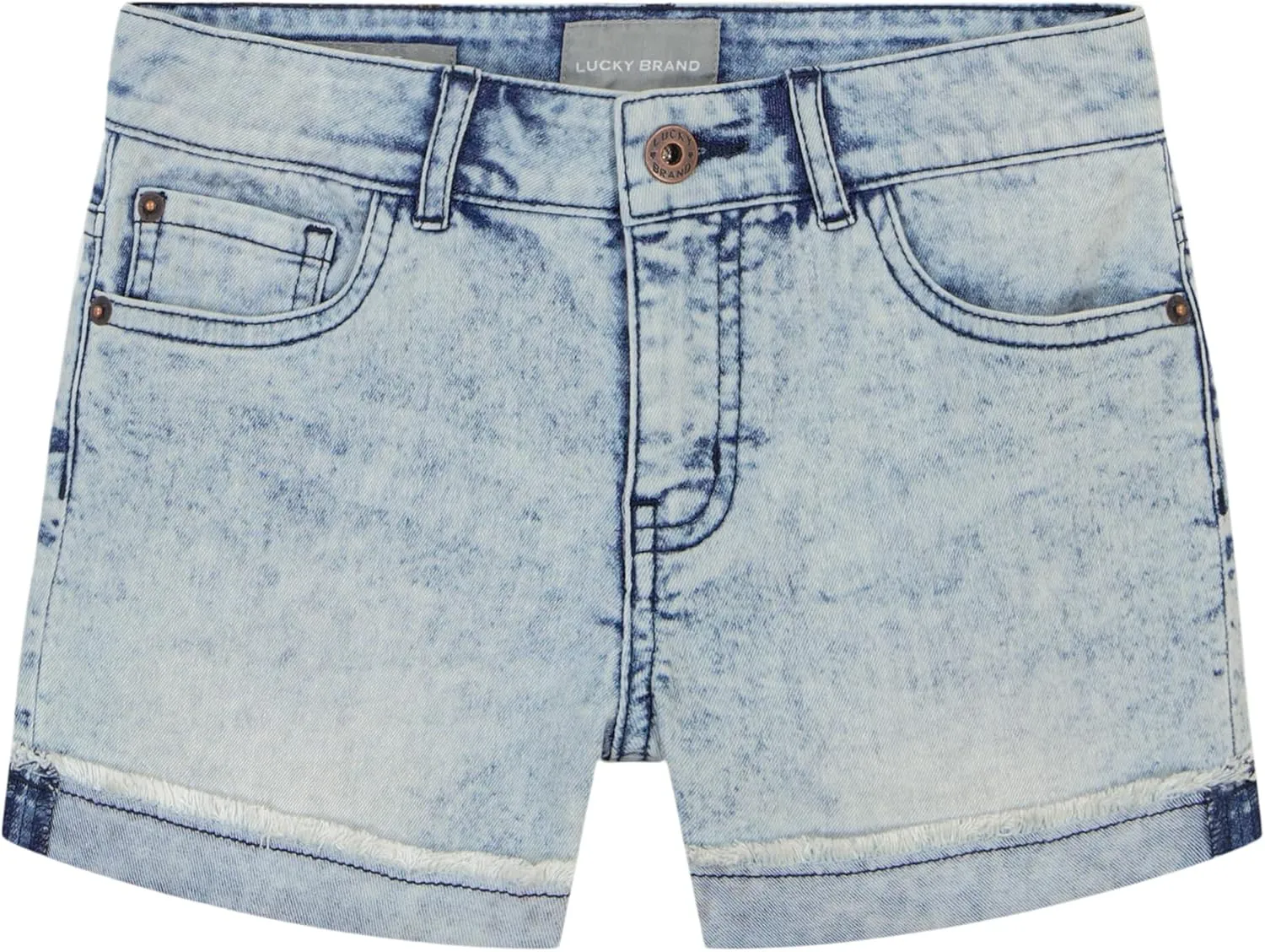 Lucky Brand Girls' Cuffed Jean Shorts, Stretch Denim with 5 Pockets, Mid to High Rise Waist