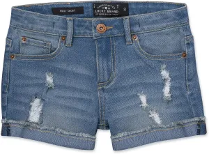 Lucky Brand Girls' Cuffed Jean Shorts, Stretch Denim with 5 Pockets, Mid to High Rise Waist