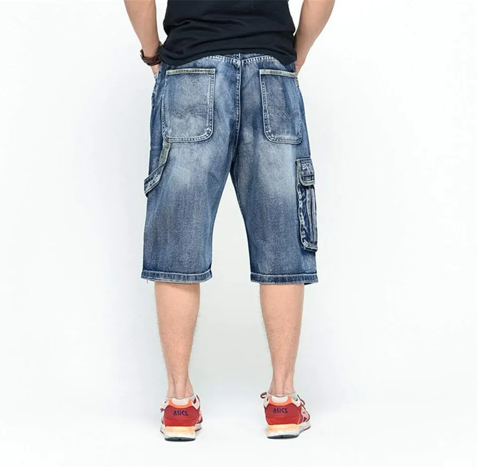 LUOBANIU Men's Denim Casual Baggy Jean Classic Loose Fit Summer Vintage 90S Skateboard Jogging Dance Shorts
