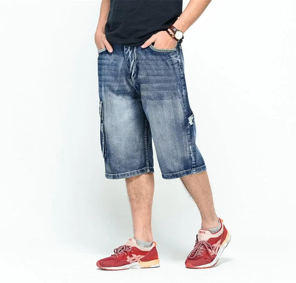 LUOBANIU Men's Denim Casual Baggy Jean Classic Loose Fit Summer Vintage 90S Skateboard Jogging Dance Shorts
