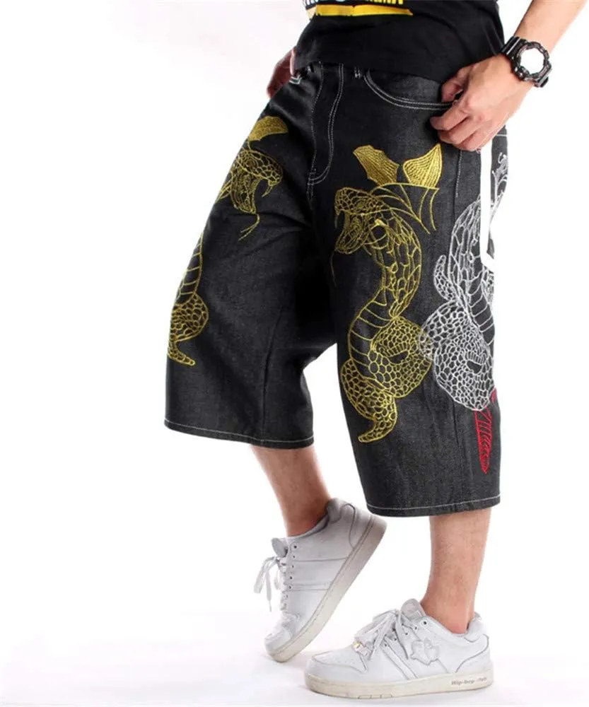 LUOBANIU Men's Denim Casual Baggy Jean Classic Loose Fit Summer Vintage 90S Skateboard Jogging Dance Shorts