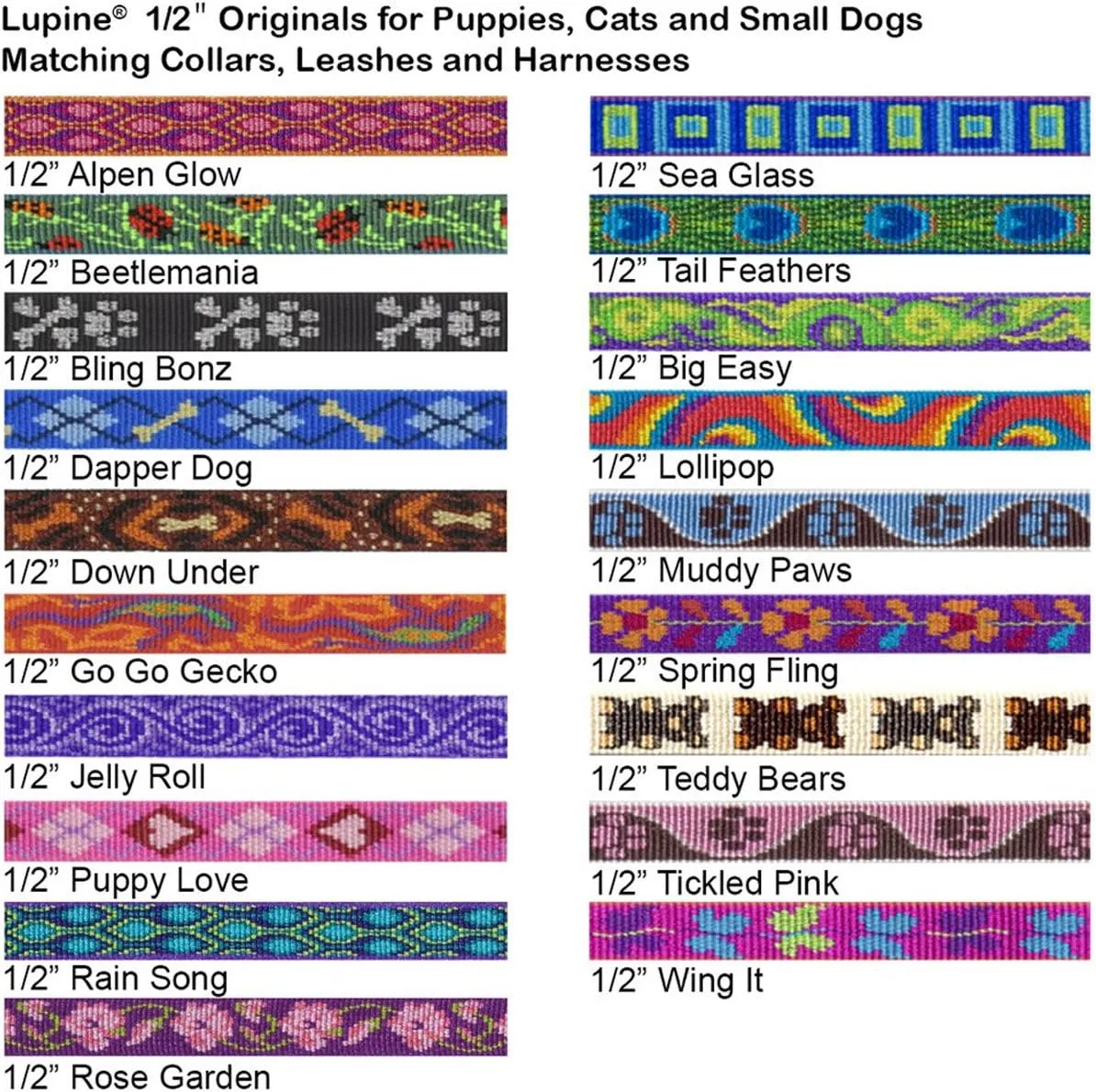 LupinePet Originals 1/2" Rose Garden 6-Foot Padded Handle Leash for Small Pets