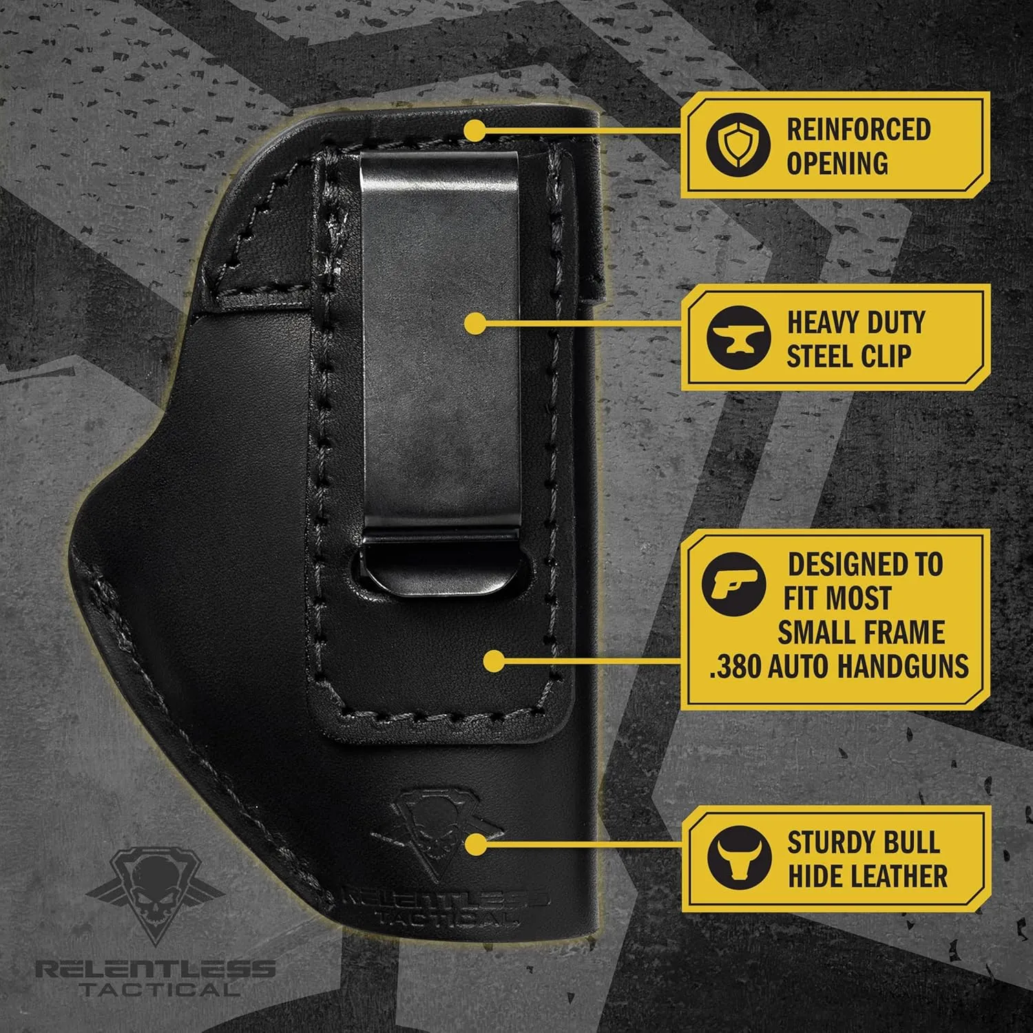 Made in USA - .380 Leather Holster | Fits Ruger LCP / LCP2, Sig P238, Walther PPK, S&W Bodyguard .380 | The Defender Leather IWB Holsters | Concealed Carry IWB Holster