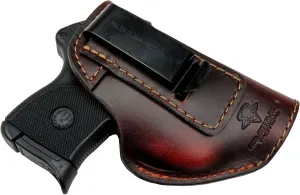 Made in USA - .380 Leather Holster | Fits Ruger LCP / LCP2, Sig P238, Walther PPK, S&W Bodyguard .380 | The Defender Leather IWB Holsters | Concealed Carry IWB Holster