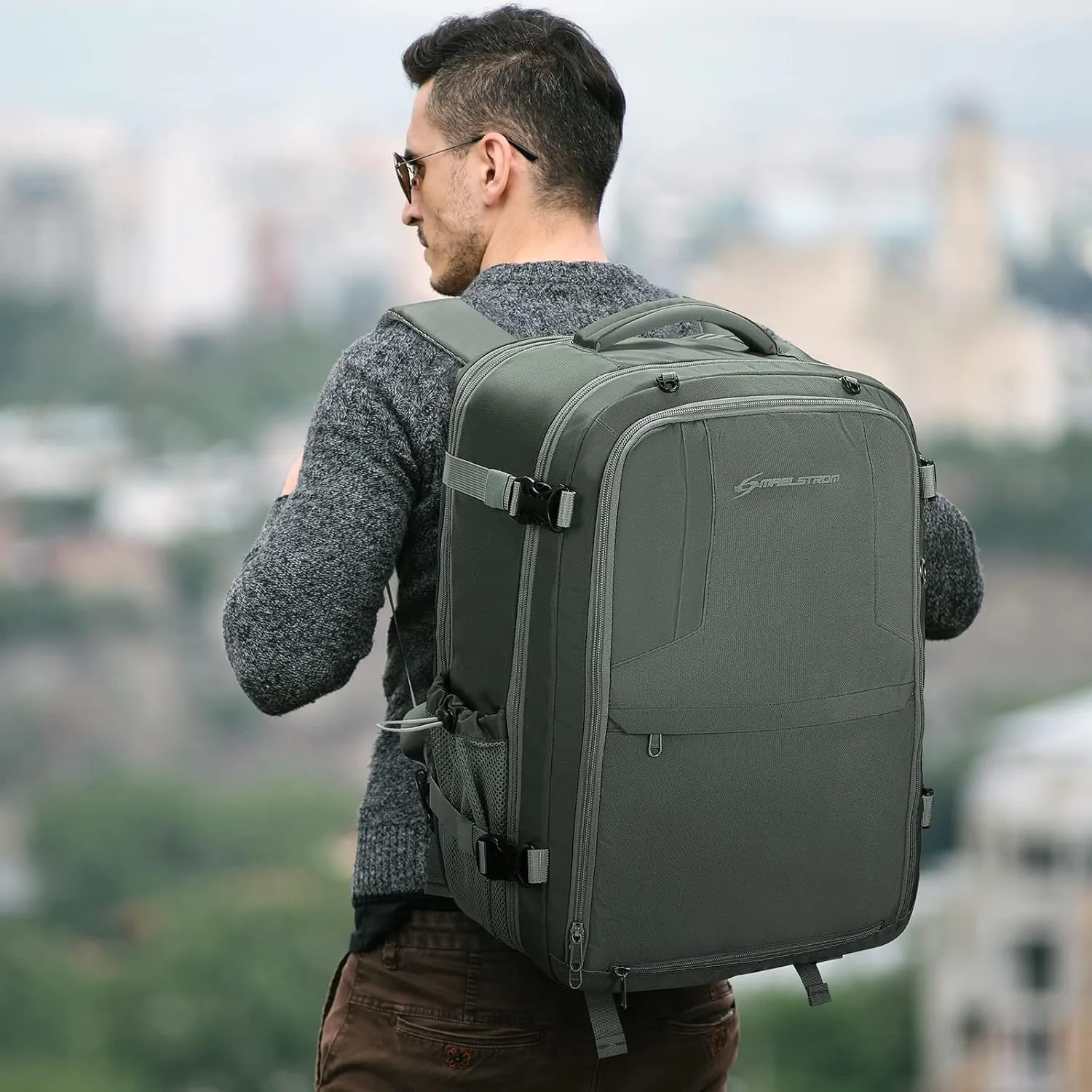 Maelstrom 40-50L Laptop Backpack, Grey, Unisex, 17.3 Inch TSA Flight Approved, Expandable Large Capacity, Waterproof and Durable, Ergonomic Design, Adjustable Strap