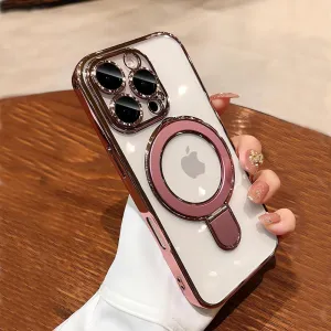 Magnetic Case for iPhone 16 Pro Max Case Invisible Stand [Military Drop Protection][Compatible with MagSafe] Full Camera Protection Soft TPU for iPhone 16 ProMax 6.9 Inches-Pink