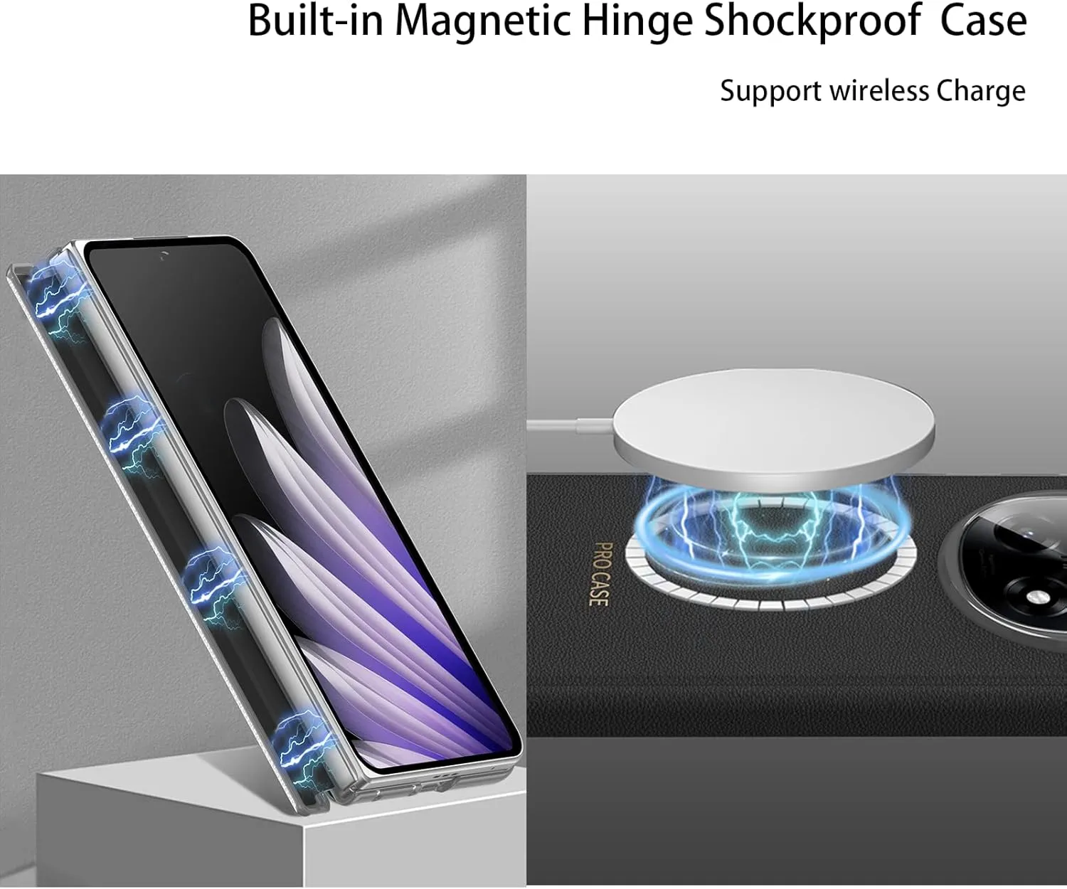 Magnetic Hinge Case Compatible with Oppo Find N5,with Magnetic Ring Leather Full Body Protection Protective Case Cover for Find N5 (Purple)