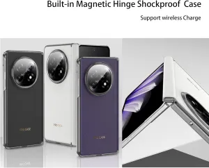 Magnetic Hinge Case Compatible with Oppo Find N5,with Magnetic Ring Leather Full Body Protection Protective Case Cover for Find N5 (Purple)