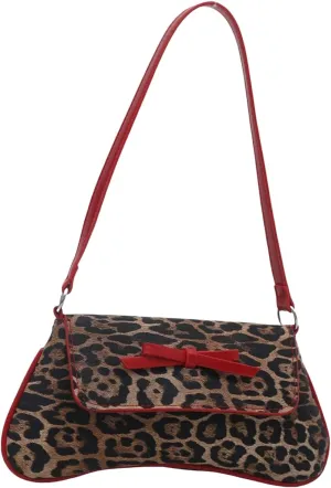 MakeMeChic Women's Cheetah Print Purse Faux Leather Leopard Bow Y2K Flap Shoulder Bag