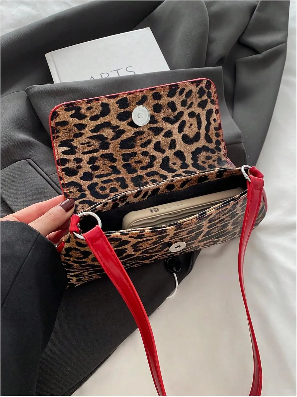 MakeMeChic Women's Cheetah Print Purse Faux Leather Leopard Bow Y2K Flap Shoulder Bag