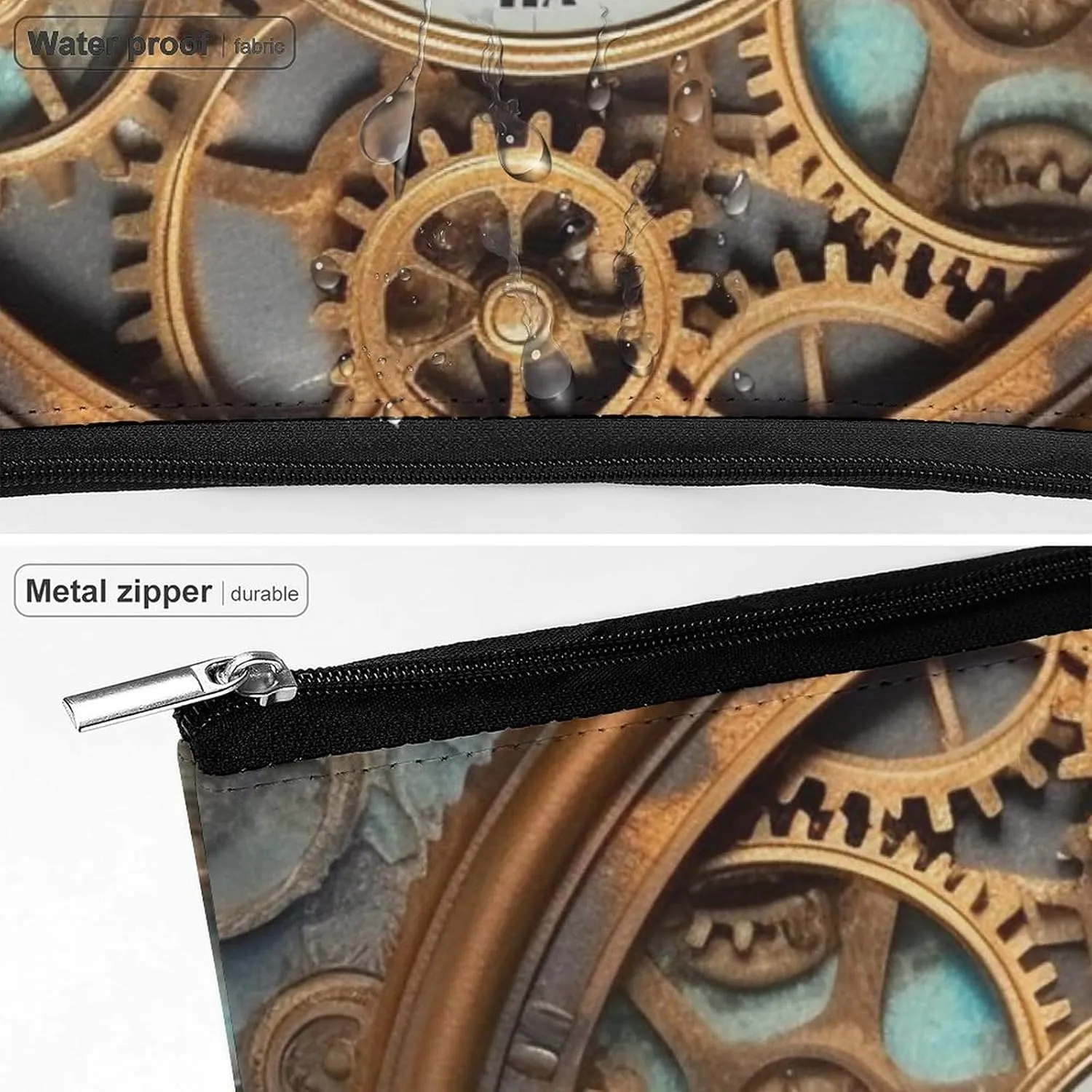 Makeup Bag Portable Cosmetic Bag Rusty Steampunk Clock Toiletry Bag Makeup Organizer Case Large Capacity Zipper Pouch Travel Toiletry Pouch for Women Men