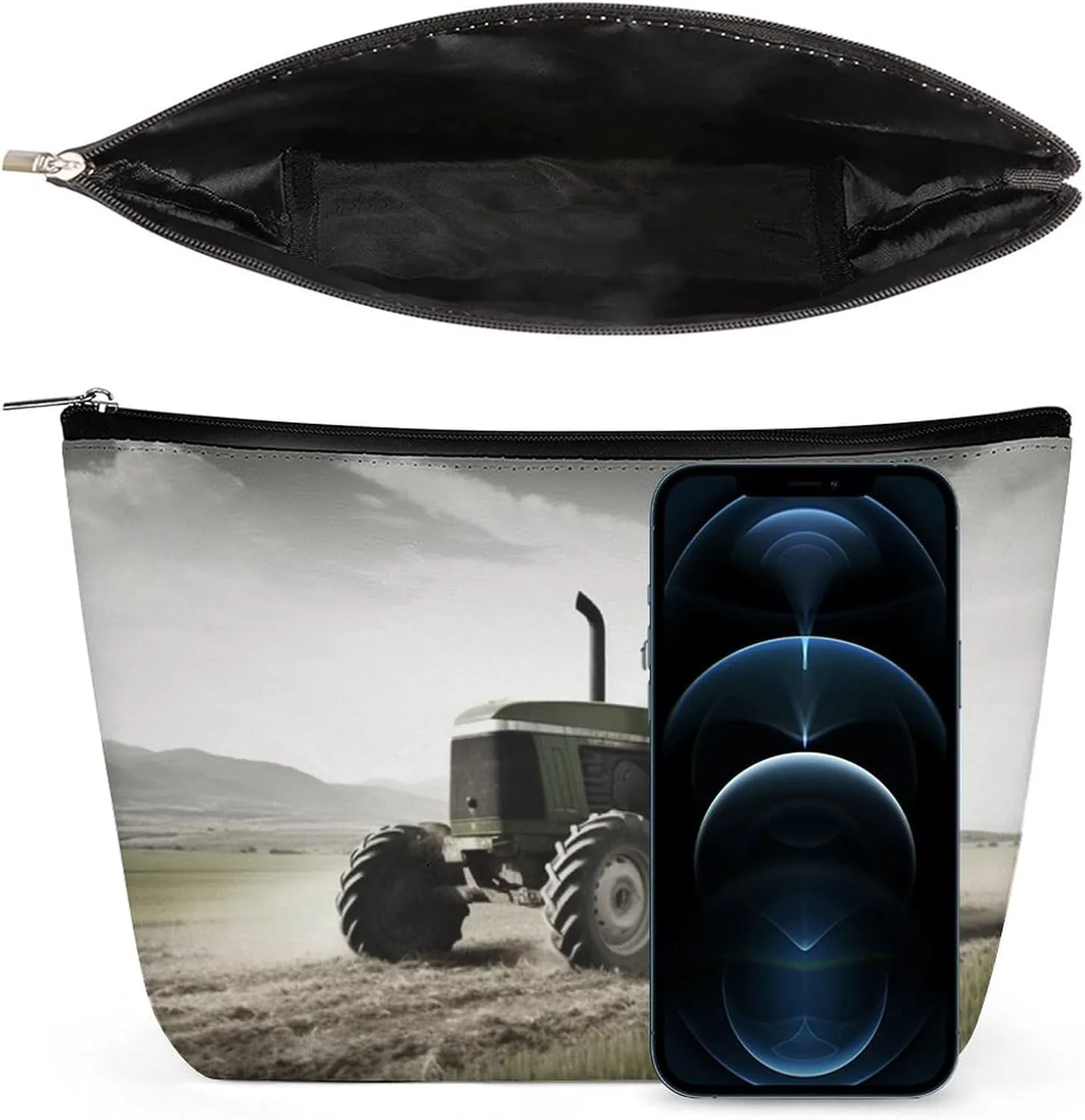 Makeup Bag Portable Cosmetic Bag Tractor Agriculture Tranquil Toiletry Bag Makeup Organizer Case Large Capacity Zipper Pouch Travel Toiletry Pouch for Women Men