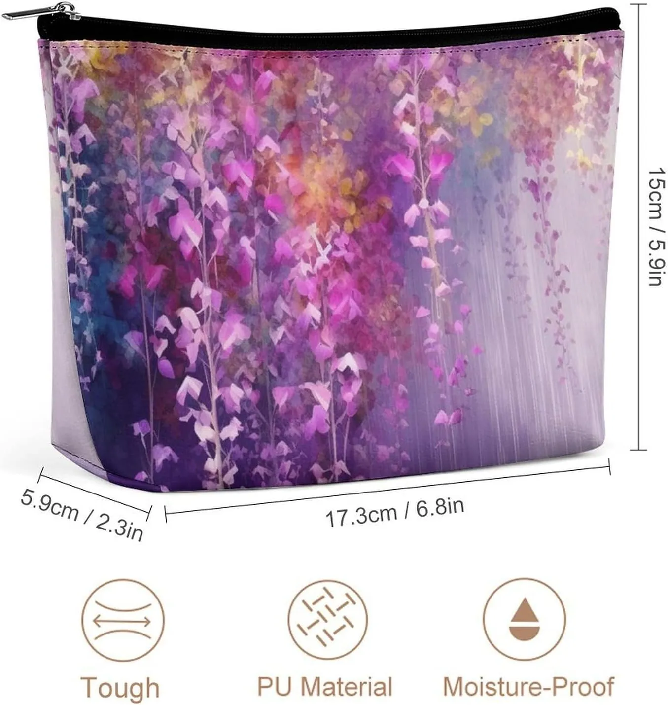 Makeup Bag Travel Cosmetic Bag Portable Abstract Purple Weeping Flower Toiletry Bag Large Capacity Zipper Pouch Makeup Organizer Case Waterproof Toiletry Pouch for Women Men