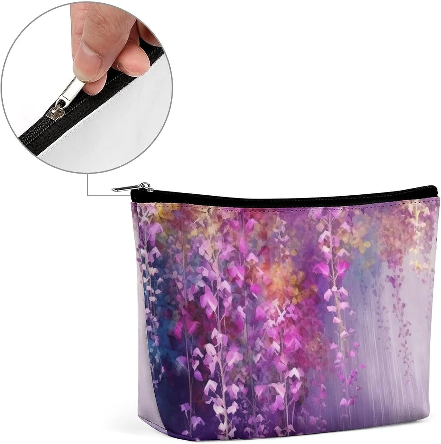Makeup Bag Travel Cosmetic Bag Portable Abstract Purple Weeping Flower Toiletry Bag Large Capacity Zipper Pouch Makeup Organizer Case Waterproof Toiletry Pouch for Women Men