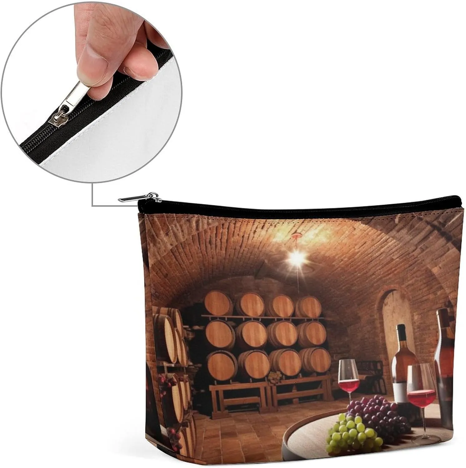 Makeup Bag Travel Cosmetic Bag Portable Red Wine Cellar Toiletry Bag Large Capacity Zipper Pouch Makeup Organizer Case Waterproof Toiletry Pouch for Women Men