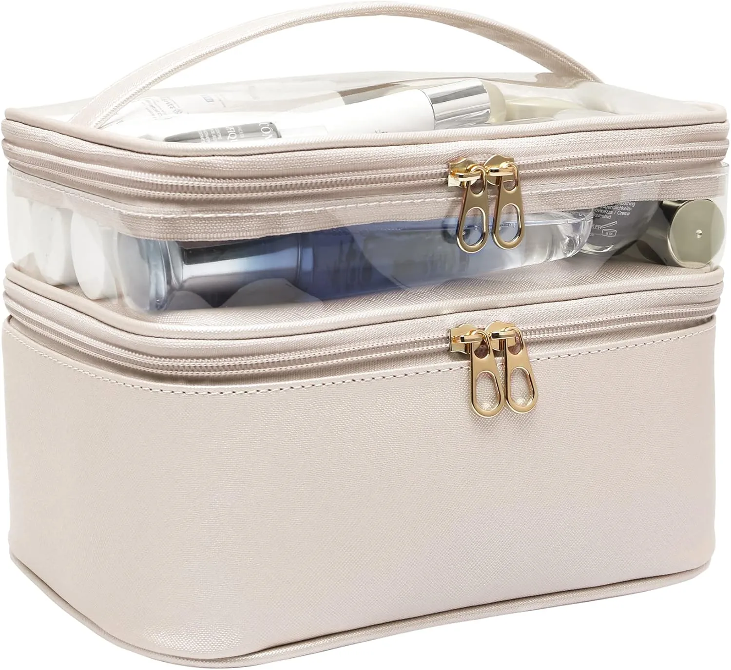 Makeup-Bag,Large Leather Makeup-Organizer for Travel-Accessories Clear-Cosmetic-Bag,Portable Travel Essentials Bag Makeup Case,Make Up Bag Toiletry Bag for Women,College Dorm Room Essentials for Girls