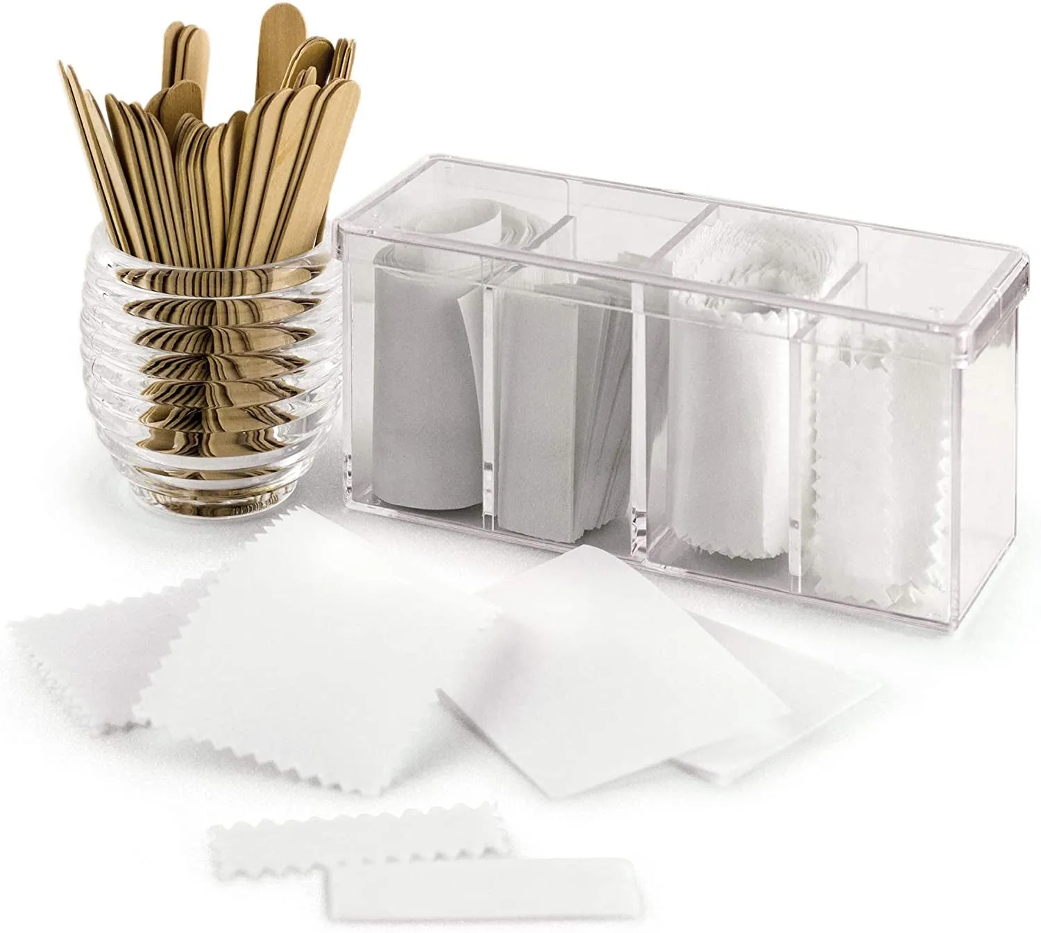 Makeup Closet Transparent with Cosmetics, 4-Compartment 4 for Storage Organizer Lid Bathroom Multi-Functional Sponges Clear and Balls or Cotton and Positive feedback Adjustable Trays Storage: