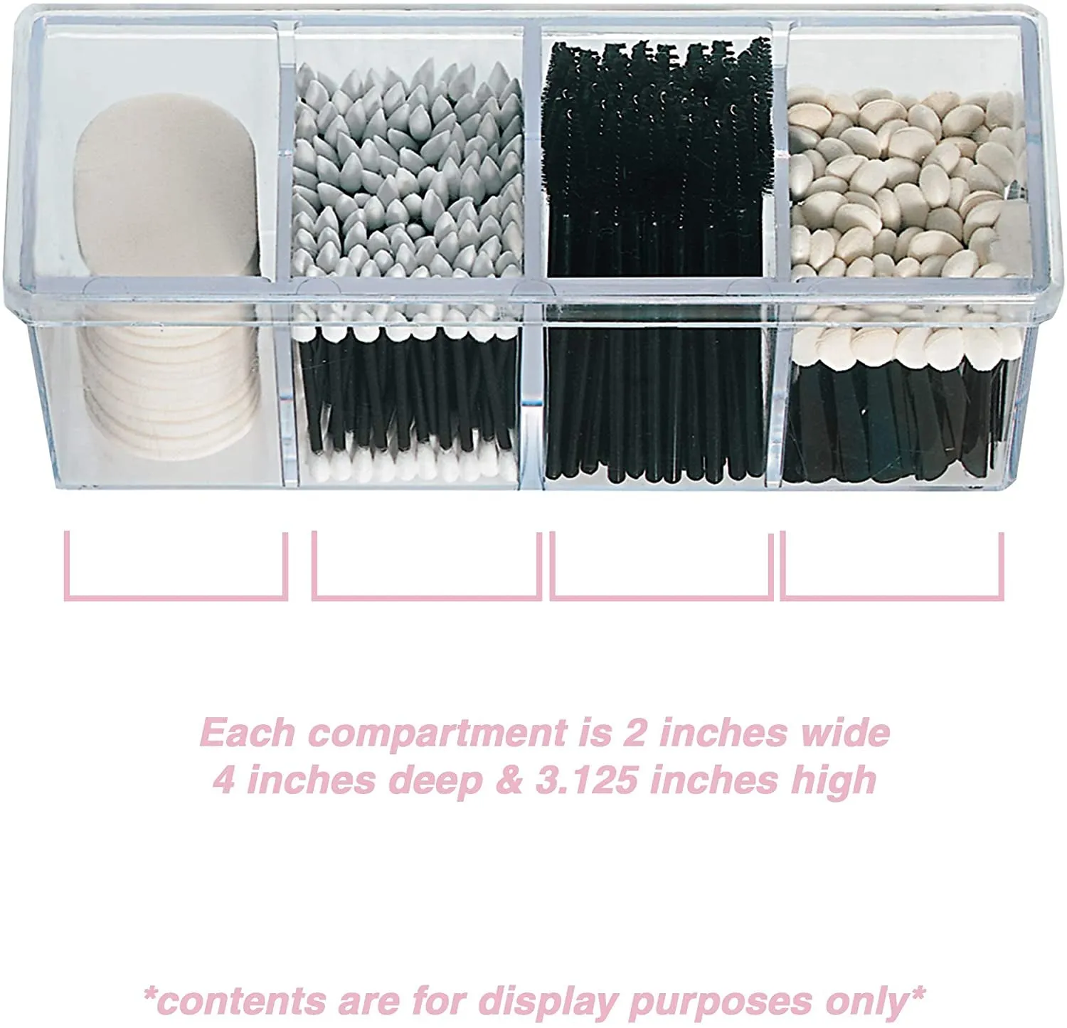 Makeup Closet Transparent with Cosmetics, 4-Compartment 4 for Storage Organizer Lid Bathroom Multi-Functional Sponges Clear and Balls or Cotton and Positive feedback Adjustable Trays Storage: