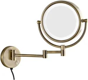 Makeup Mirror, Makeup Mirror, Vanity Mirror, LED Lighted, Wall Mounted, 7X Magnification, Double Sided, 360° Rotatable, Extendable Cosmetic Mirror for Bathroom