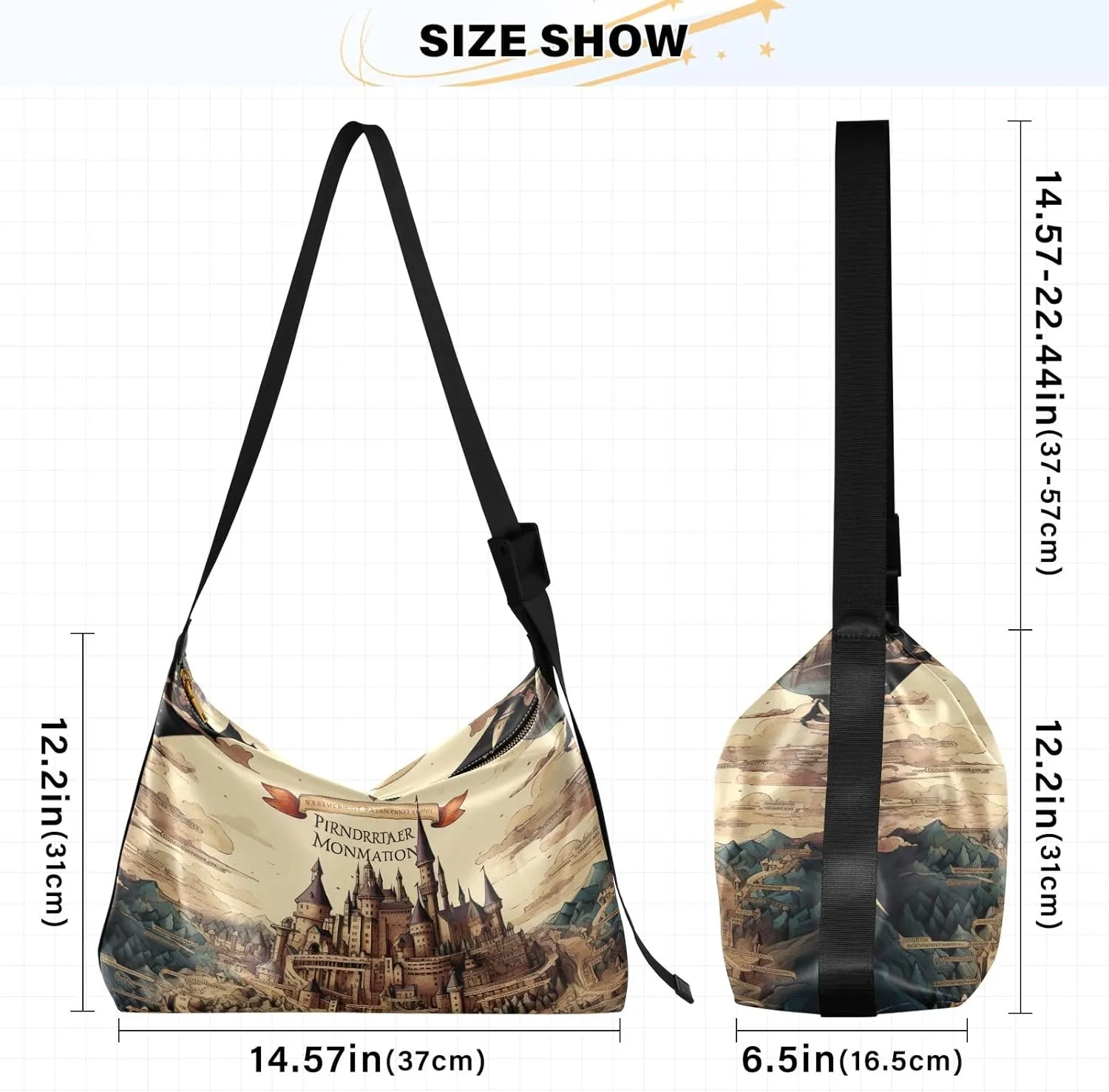 Map of the Tower and Palace Soft Leather Bag, Leather Crossbody Bag, Women's Crossbody Hobo Bag