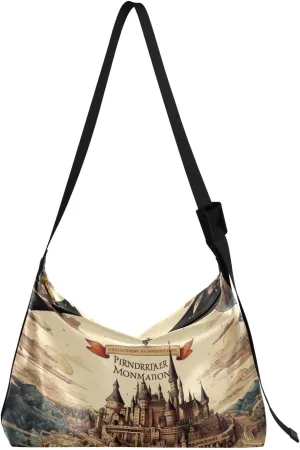 Map of the Tower and Palace Soft Leather Bag, Leather Crossbody Bag, Women's Crossbody Hobo Bag