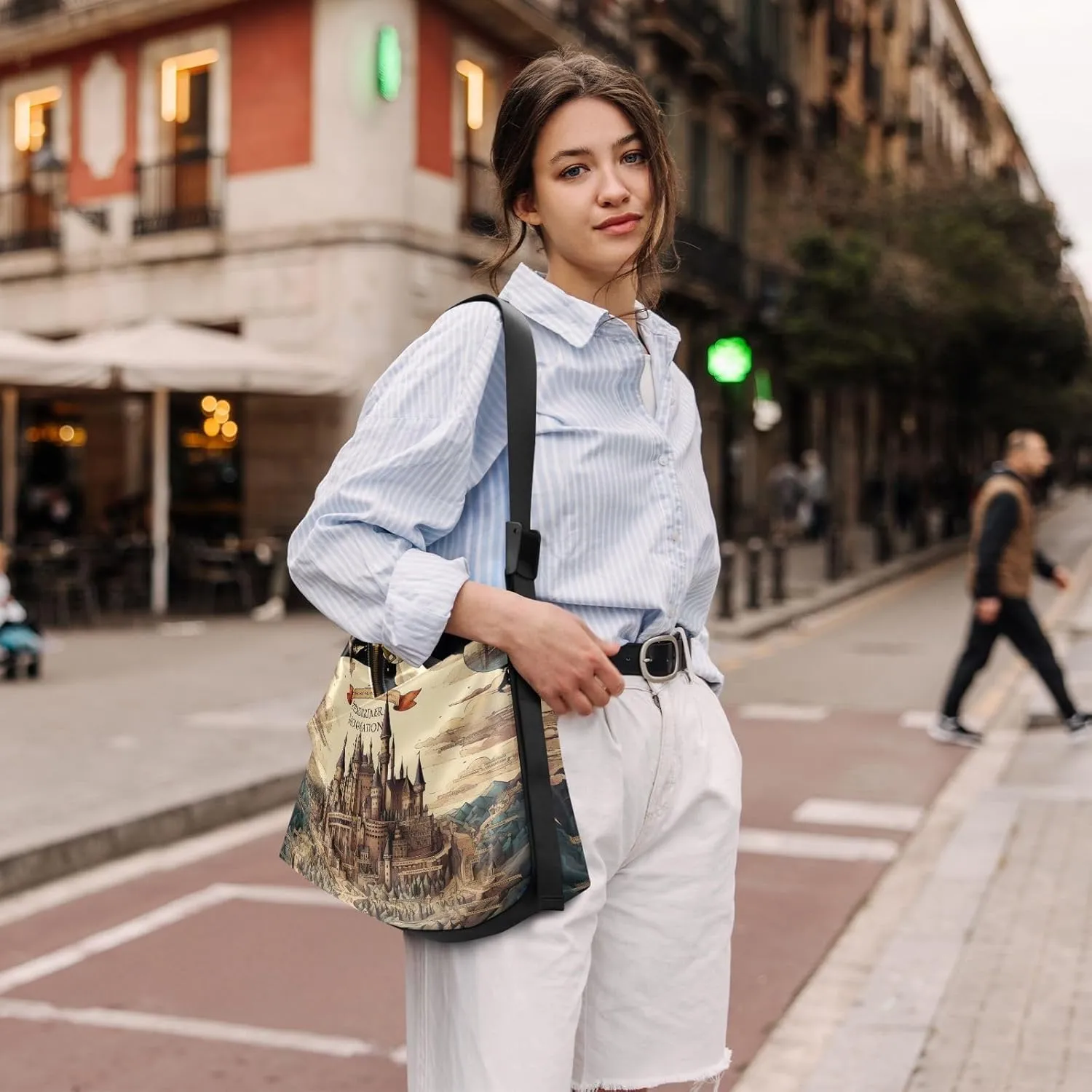 Map of the Tower and Palace Soft Leather Bag, Leather Crossbody Bag, Women's Crossbody Hobo Bag