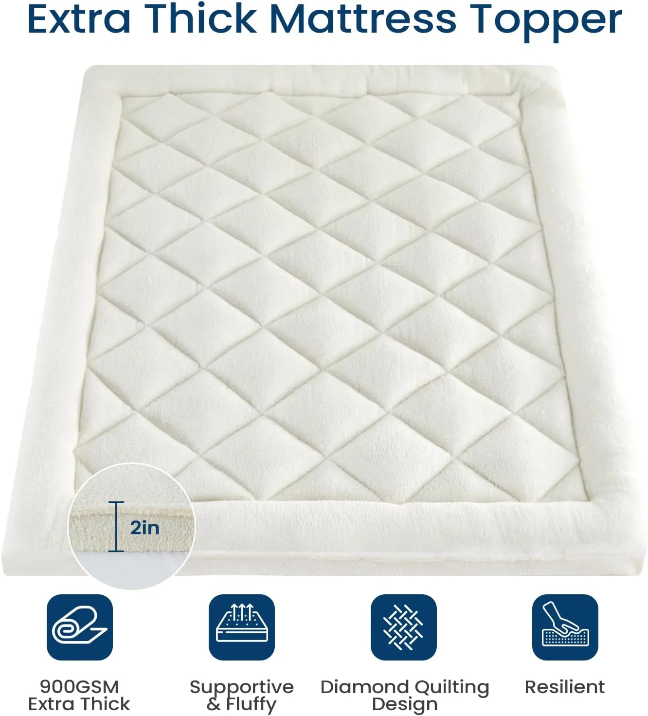 Mattress Topper Twin for Back Pain Thick Mattress Pad Cover Sherpa Plush Pillow Top Down Alternative Fill Mattress Cover with 8-22 Inch Deep Pocket