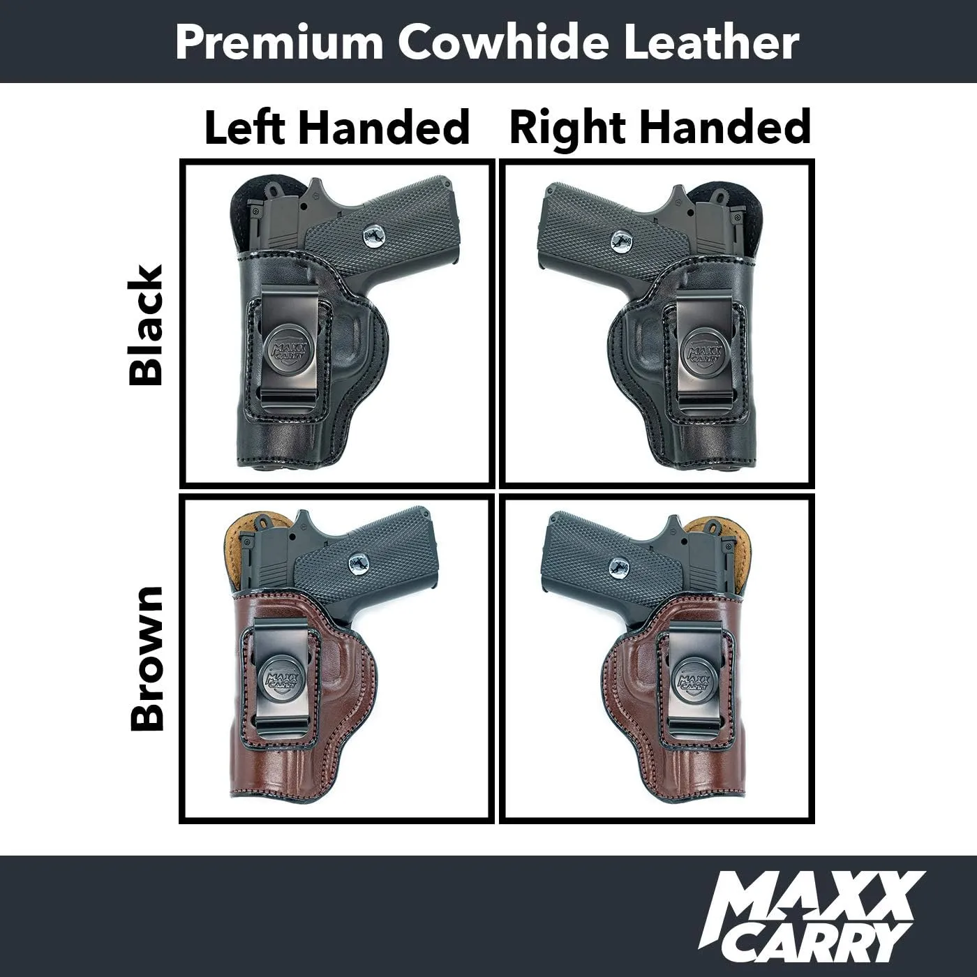 Maxx Carry Inside The Waistband Leather Holster Fits Kimber Ultra Carry II. IWB Holster.