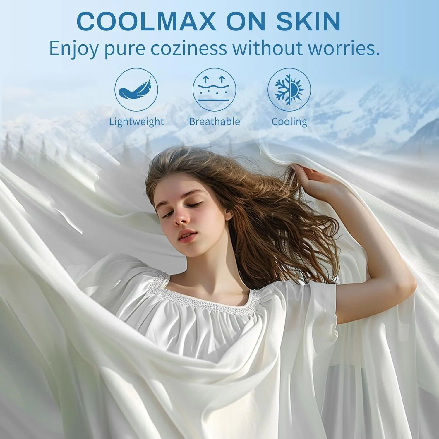 MEISHANG Bamboo Viscose Sheet Set Queen Size - 100% Pure Organic Viscose - 400TC Bamboo Viscose Cooling Bed Sheets Set - Fit 16 Inch Deep Pocket - 4 Piece Set Silky Soft - Queen, White