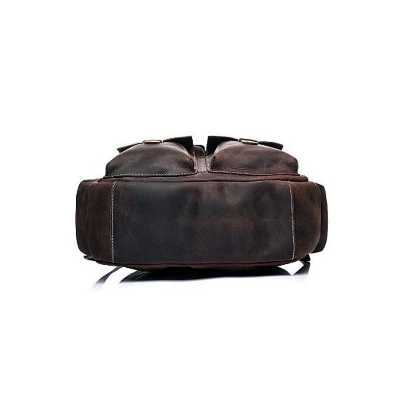 Men Retro Travel Backpack Crazy Horse Leather Backpack Large Capacity Backpack