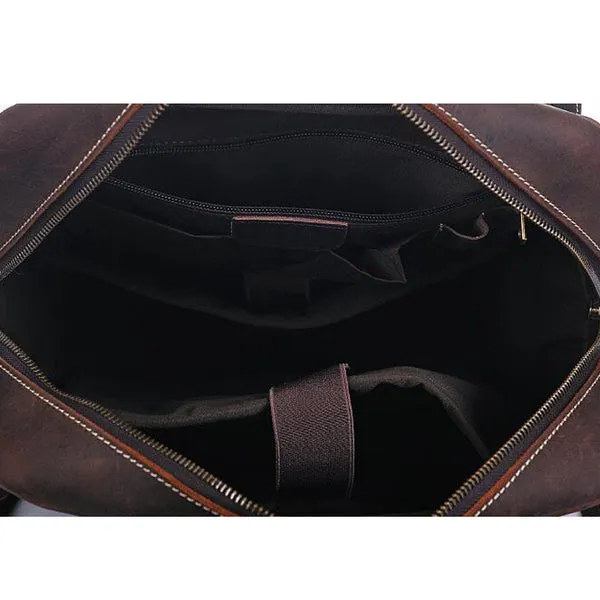Men Retro Travel Backpack Crazy Horse Leather Backpack Large Capacity Backpack