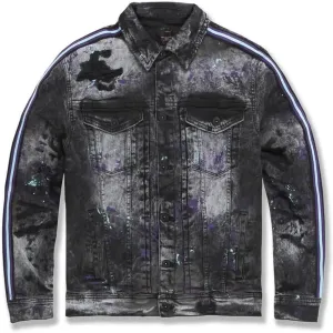 Men Sparta Striped Denim Jacket (Dark Raven)