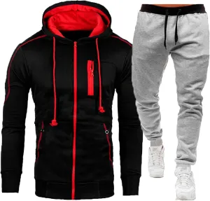Men Sweatsuits Sets Jogging Suits Plus Size Big and Tall Sweatsuits Warm Up Full Zip Muscle Slim Fit Casual Outfits