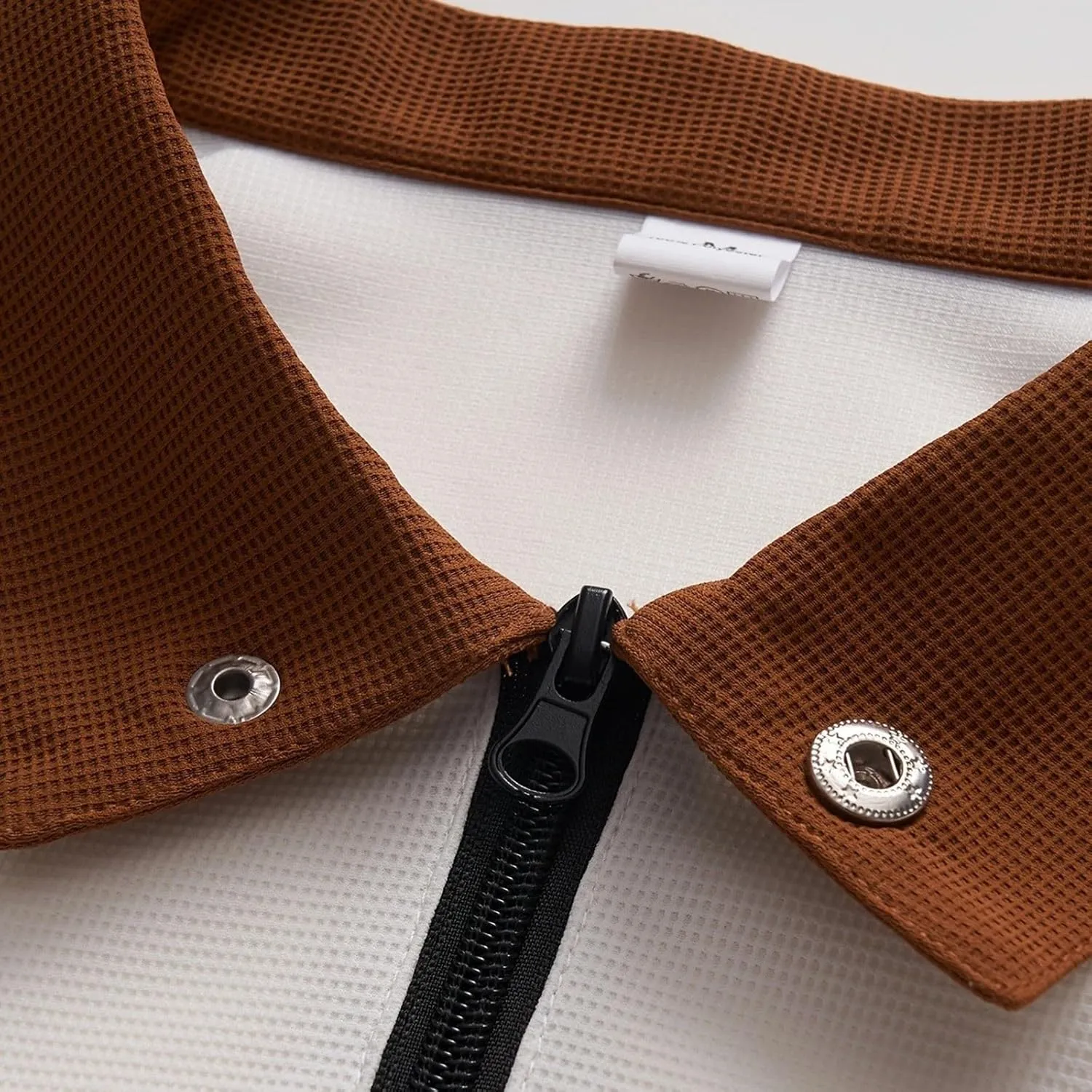Men Waffle Polo Shirt Patchwork Short Sleeve Band Collar Casual Breathable Tops Golf Tennis Work Shirts Summer Outfit