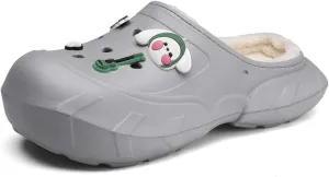 Men Women Winter Waterproof Garden Snow Shoes Plush Warm Home Slippers Fluffy Clogs Shoes Indoor Outdoor