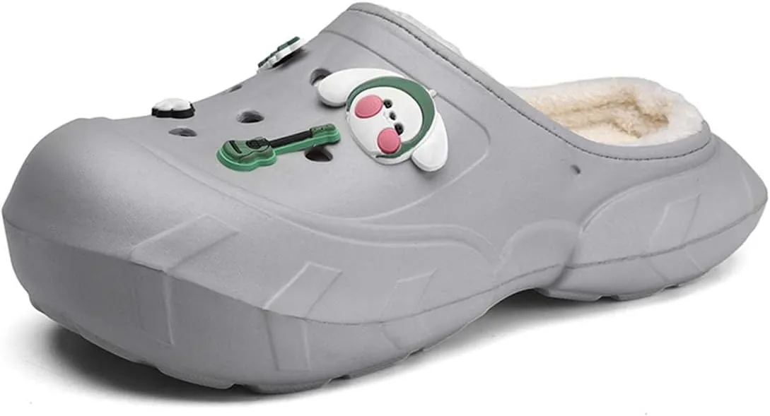 Men Women Winter Waterproof Garden Snow Shoes Plush Warm Home Slippers Fluffy Clogs Shoes Indoor Outdoor