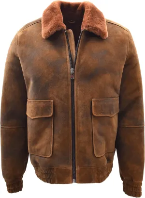 Men's Aviator Sheepskin Brown 3XL Coat