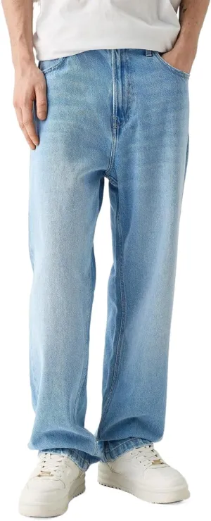 Men's Baggy Jeans Loose Fit Y2k Skater Denim Pants Casual Vintage Fashion Straight Leg Hip Hop Trousers