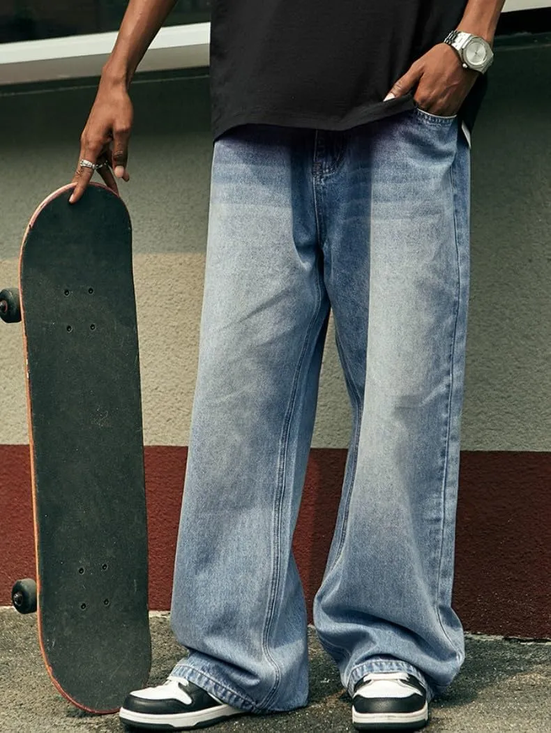 Men's Baggy Jeans Y2k Hip Hop Skater Jeans Vintage Dance Skateboard Pants Loose Fit Denim Jeans